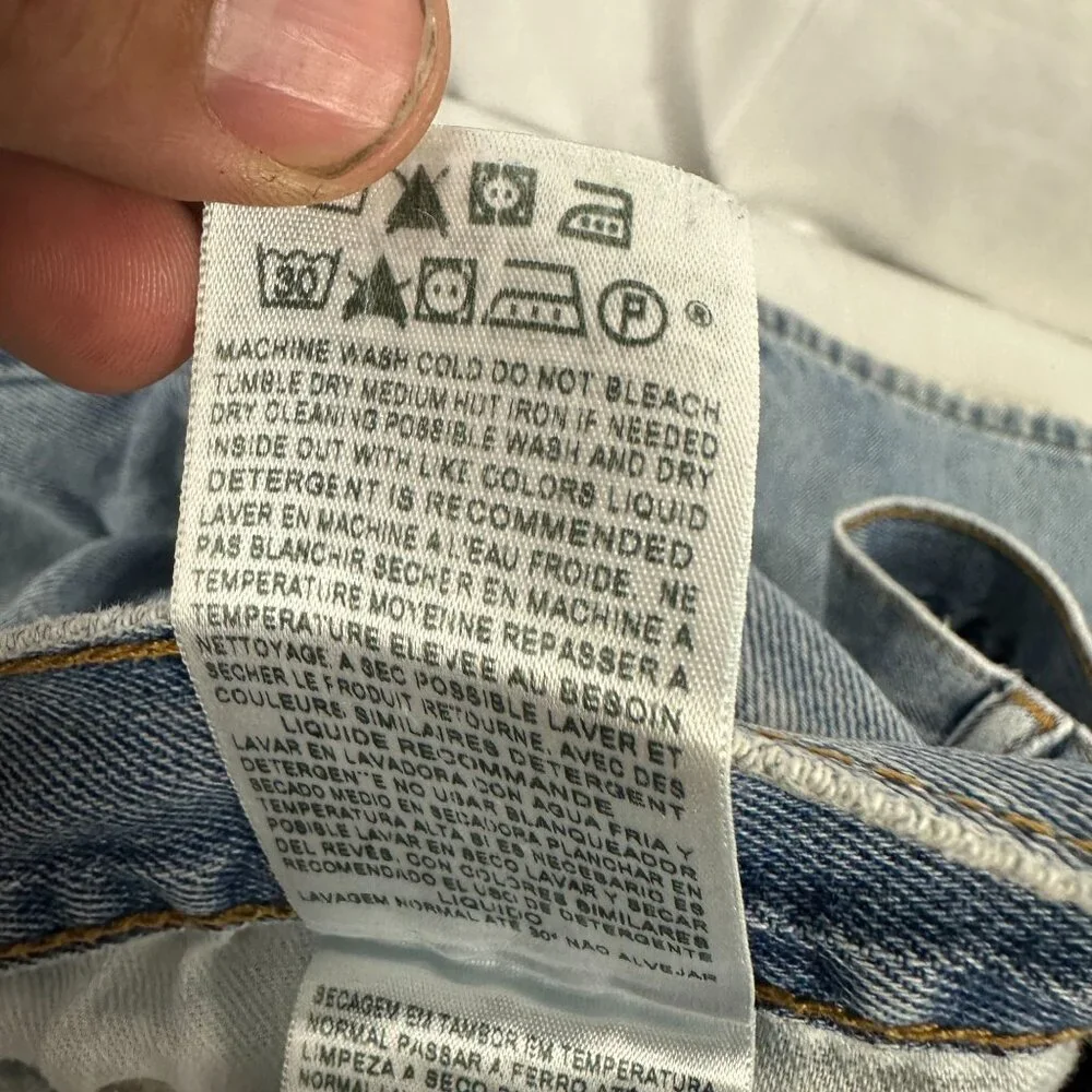 Levis 505 Mens Jeans Size 34x29 Light Wash Distressed Vintage Denim